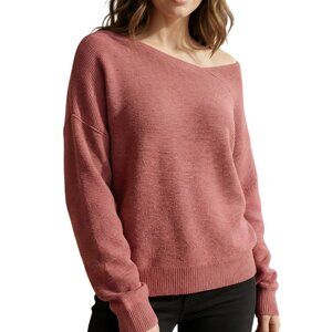 Free People Women Ribbed Knit Sweater Marsala Cotton‎ Blend – Size M NWT